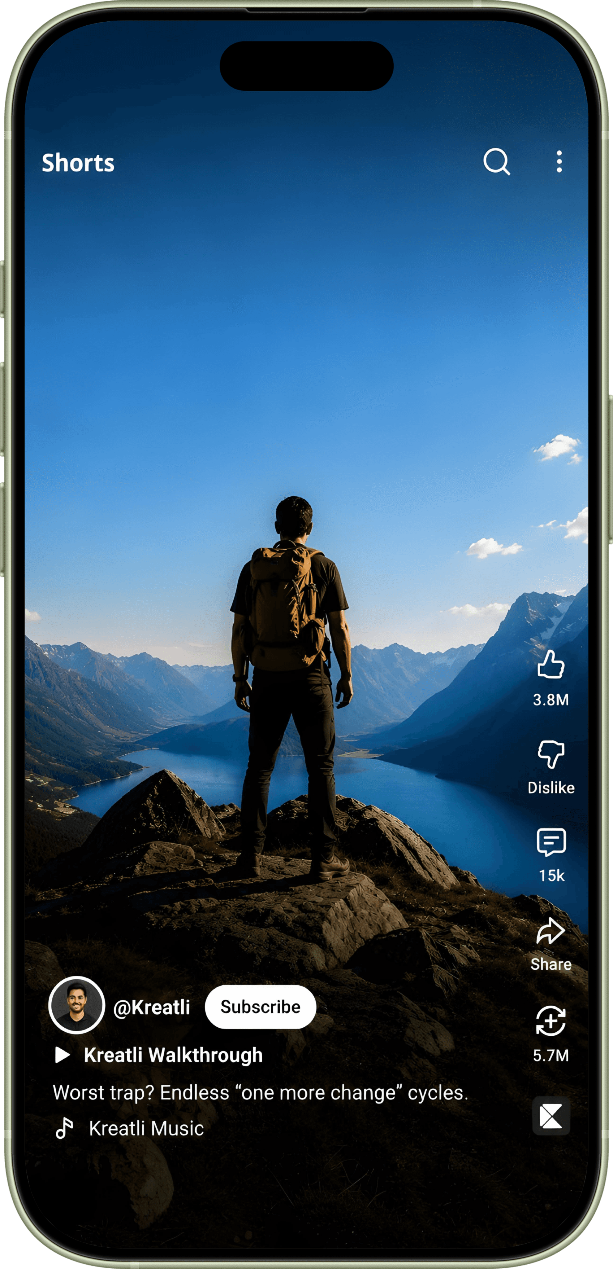 Short-form video displayed on a mobile phone
